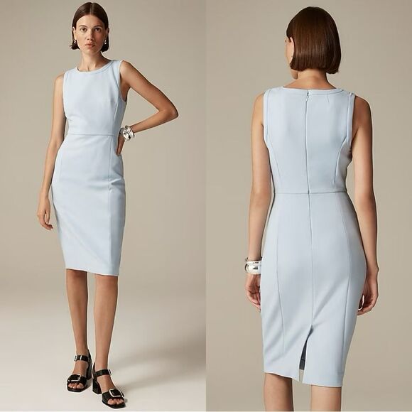 NWT J CREW Sheath dress in four-season stretch in Faded Chambray - Picture 1 of 7